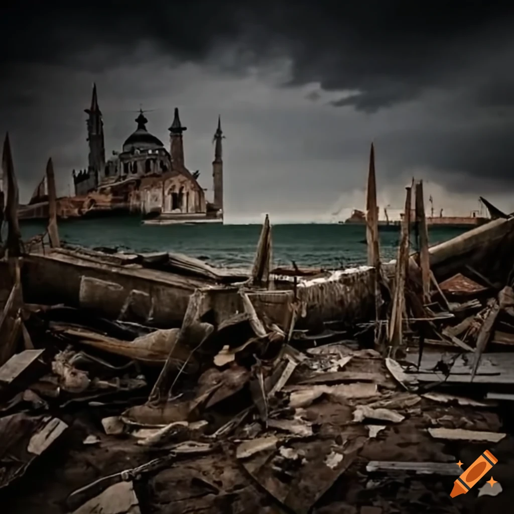 Venice in ruins after war