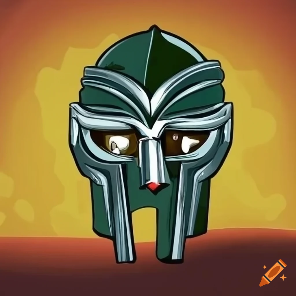 cartoon of MF DOOM holding a beer