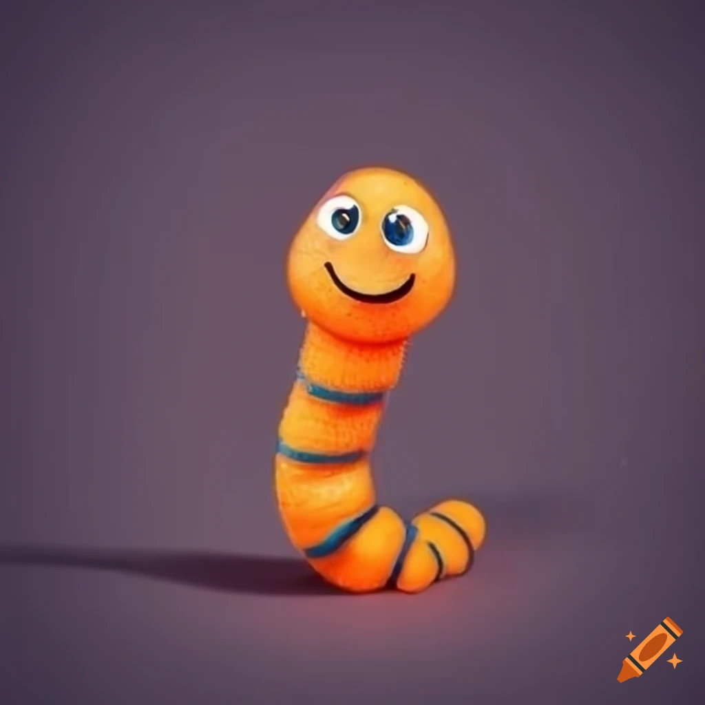 Cute orange worm on Craiyon