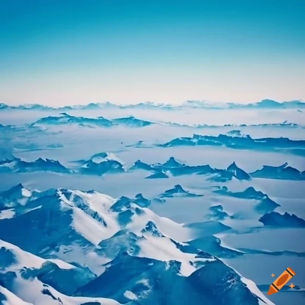 birdseye view of white mountain landscape