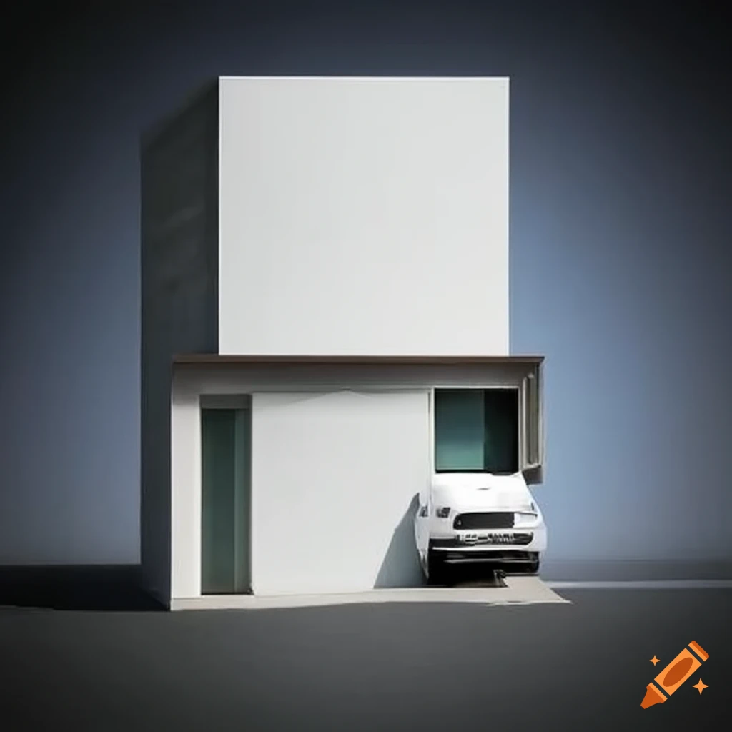 house entrance with integrated white van
