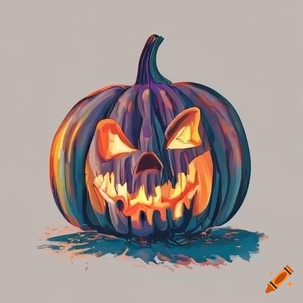 spooky pumpkin on a white background