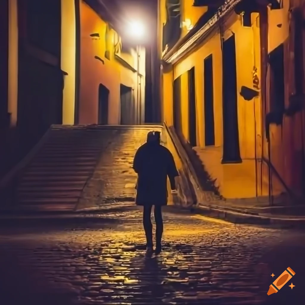 person walking with a bottle of wine at night in Cali, Colombia