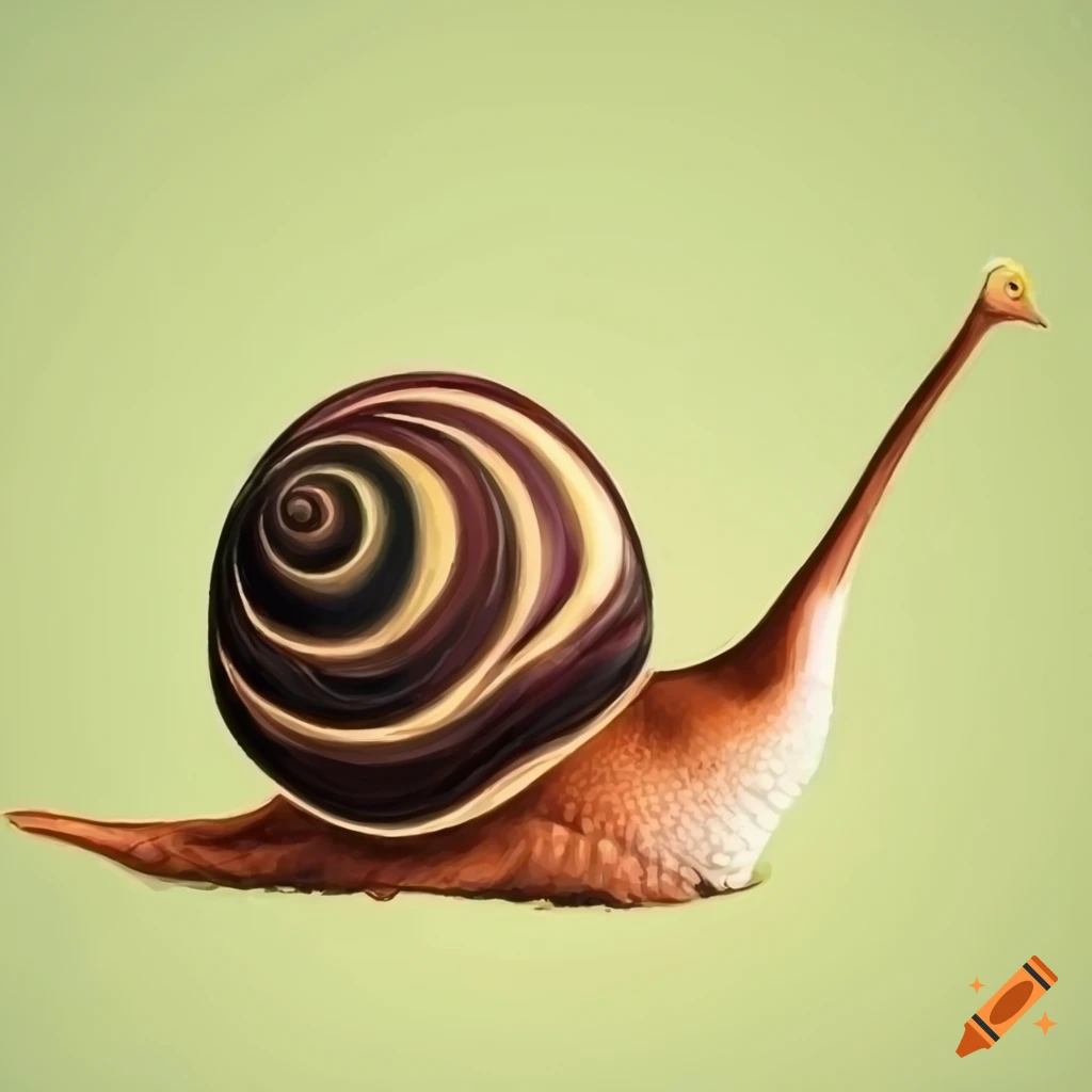 abstract painting of a snail with a duck