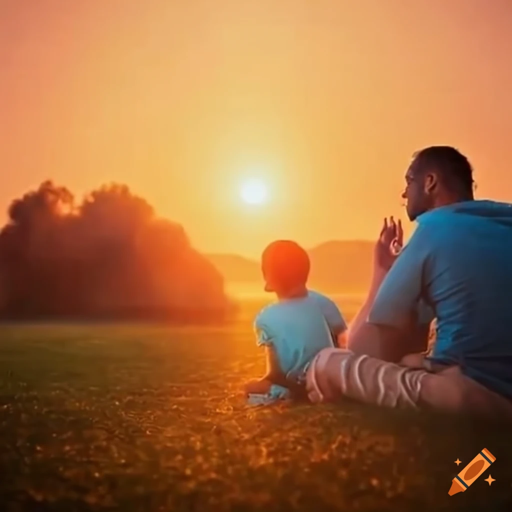 man sitting on grass, dreaming of future with his wife