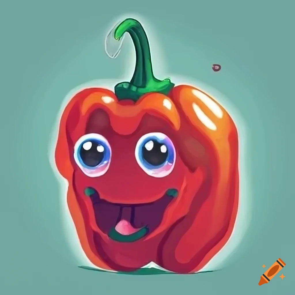 2d drawing of a happy habanero pepper