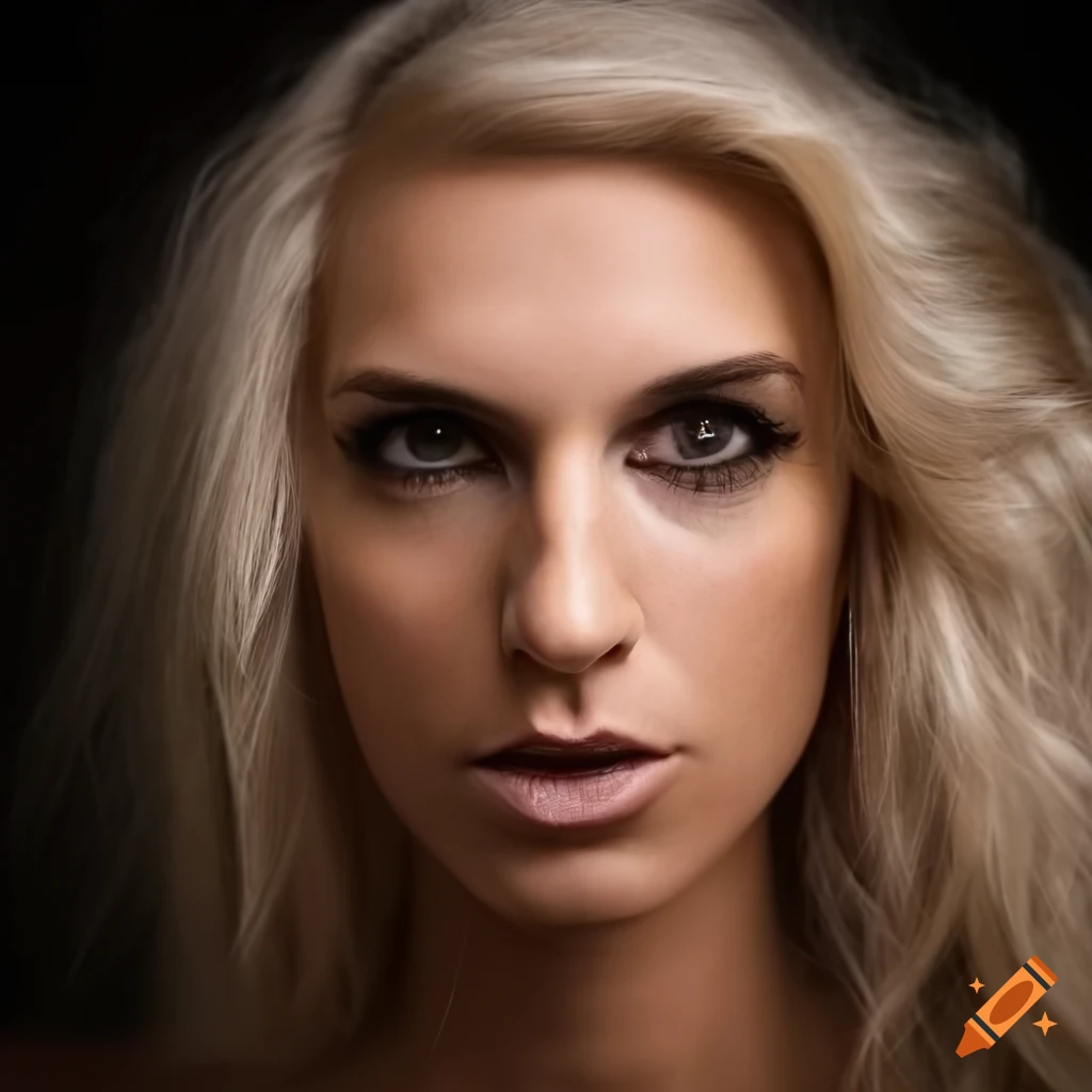 portrait of a mature woman with a round face at night