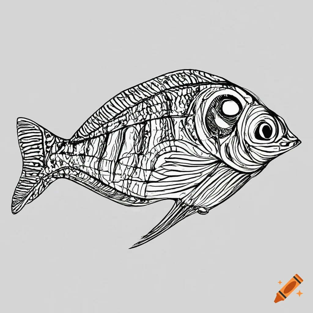 Hand drawn line art doodle fishes vector. Zentangle style of ocean fish  illustration. Sketch of sea fish concept. Stock Vector | Adobe Stock