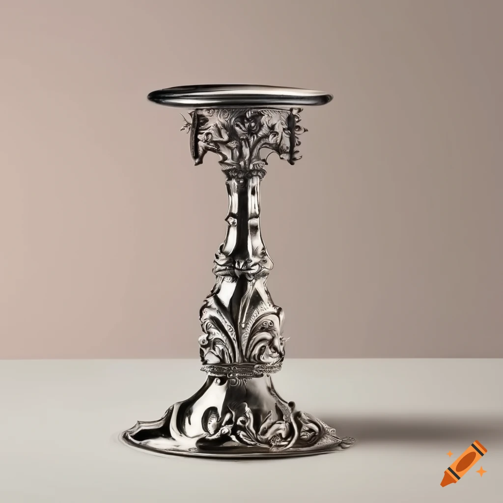 silver ornamental candlestick plate