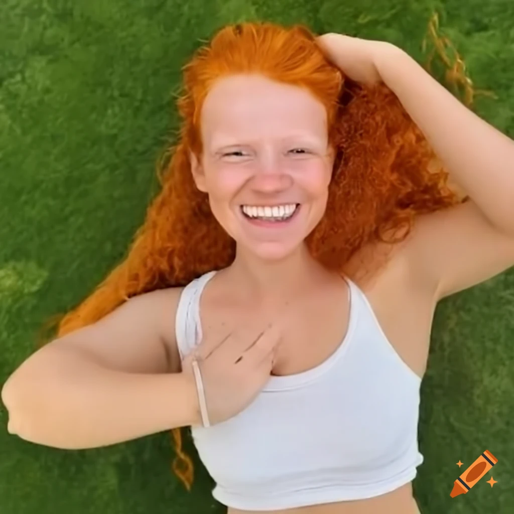Front view of a ginger student with even tan on Craiyon