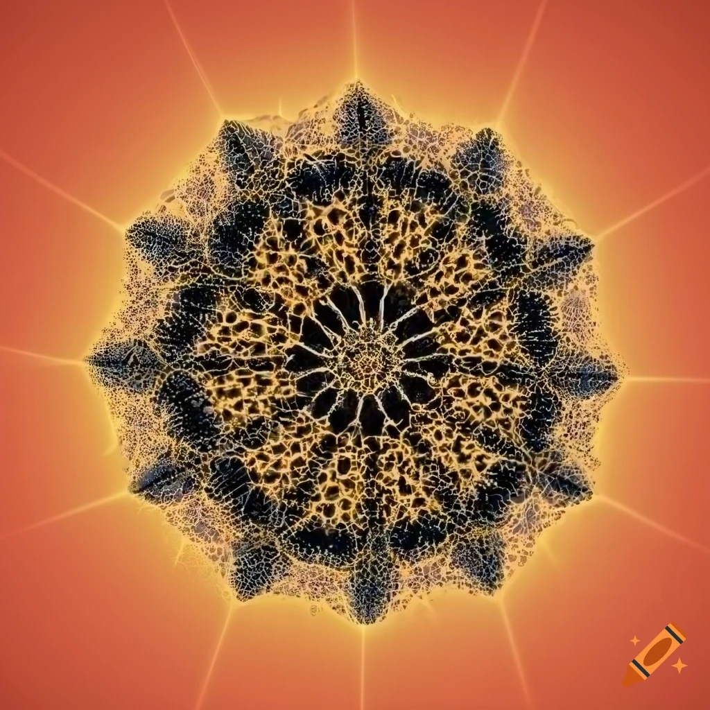 abstract fractal dodecahedron on orange background