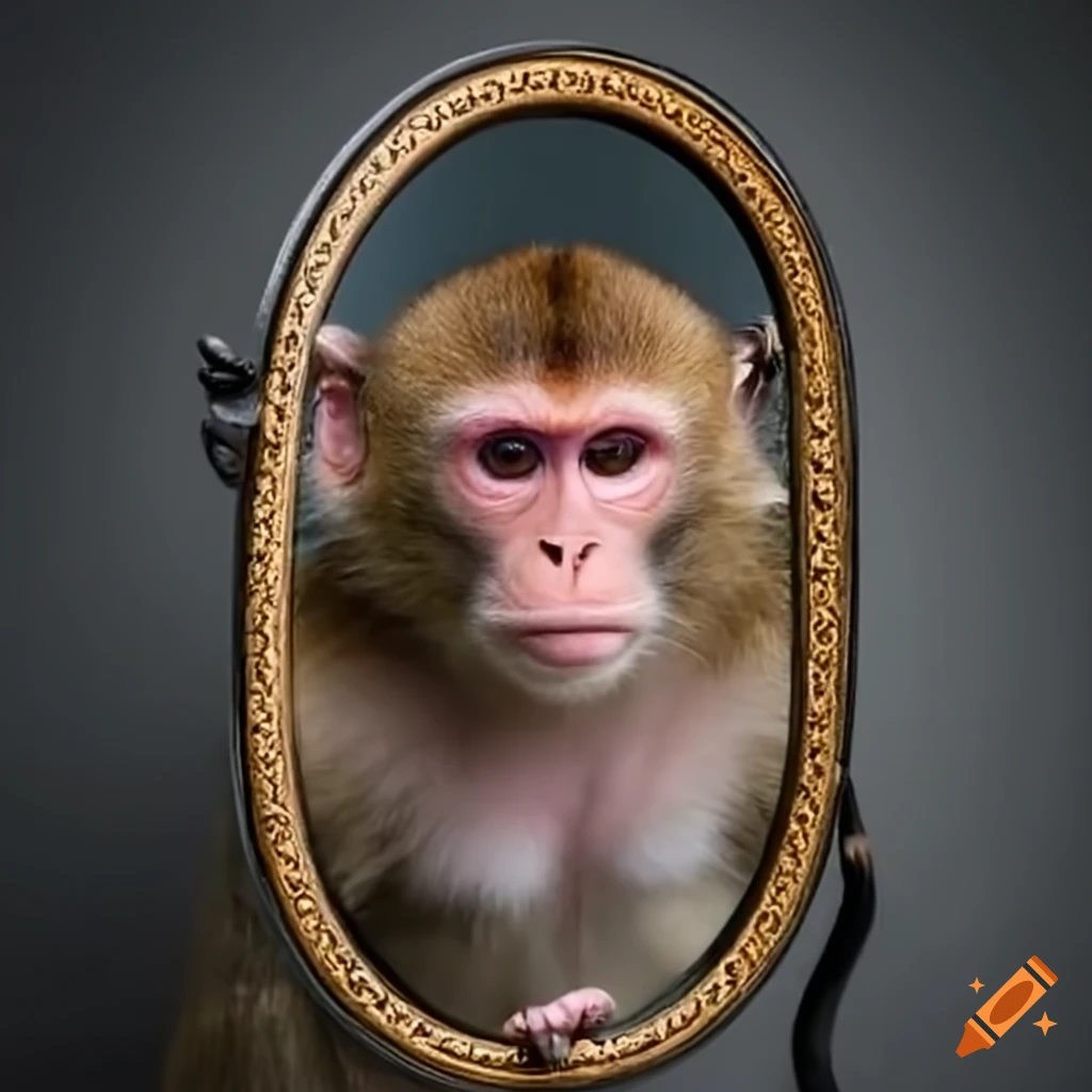 Monkey looking in a mirror on Craiyon