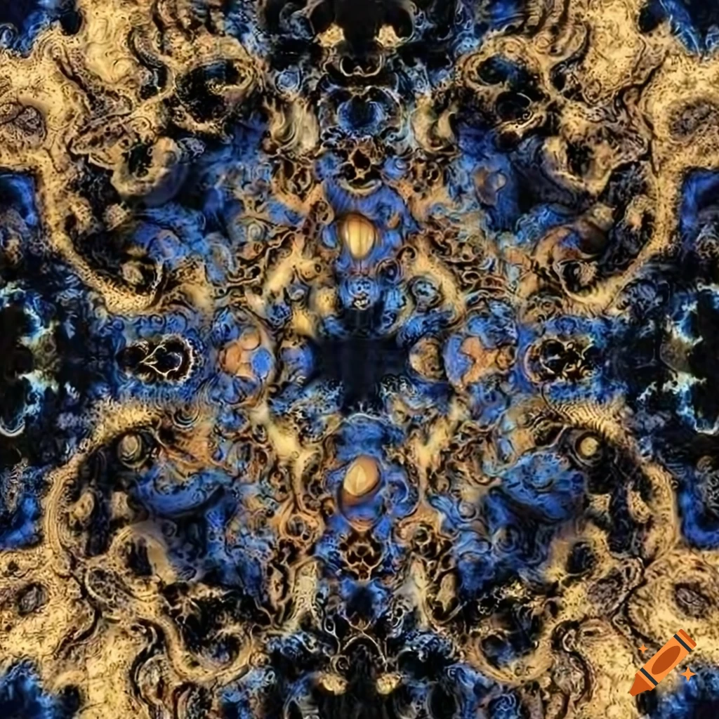 complex blue and gold fractal pattern