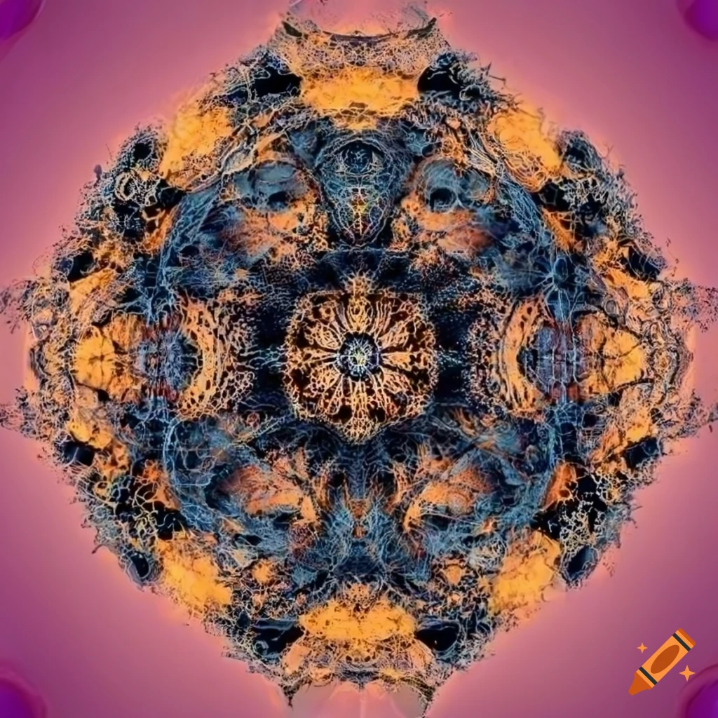 abstract fractal dodecahedron on orange background