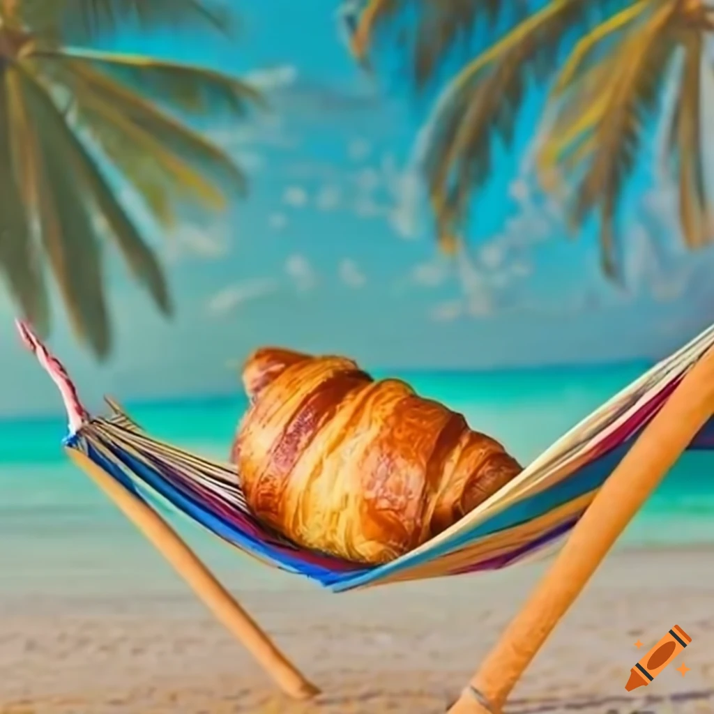 Croissant Enjoying A Beach Getaway With A Cocktail On Craiyon hire-me-barefoot-beach-cafe