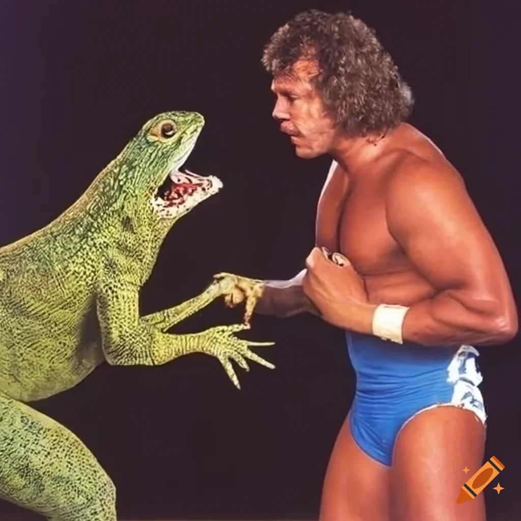 1980s wrestling magazine cover with a lizardman champion