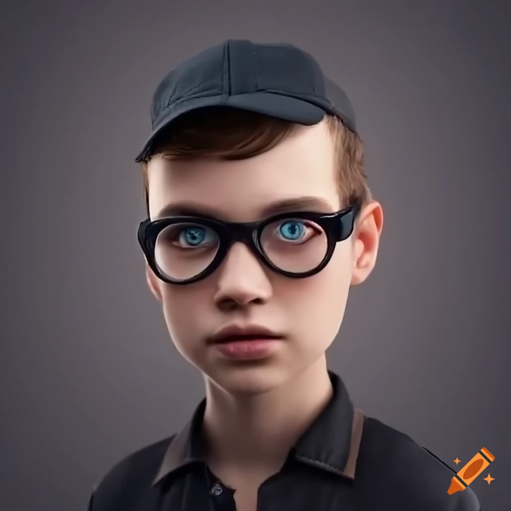 Portrait of a young nerdy man with glasses and braces