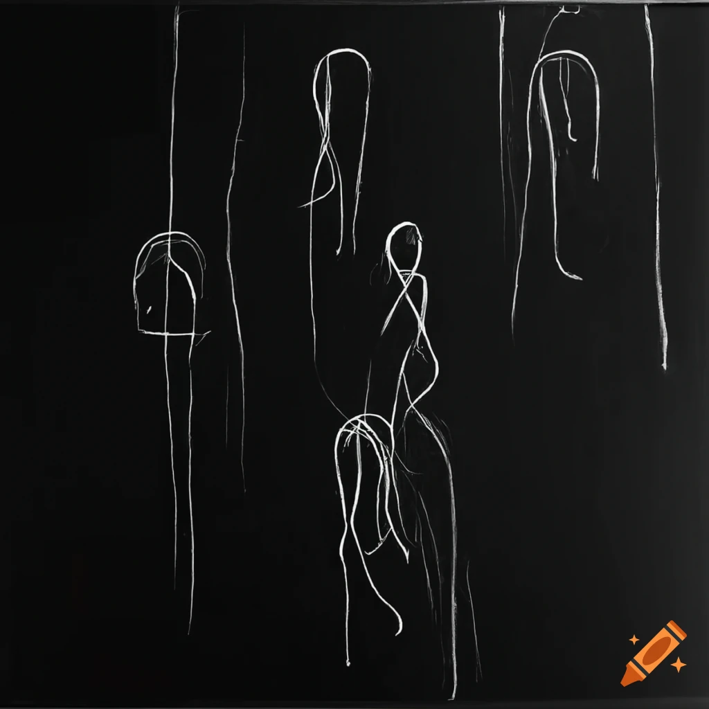doodle of a stick figure crawling in a dark corridor