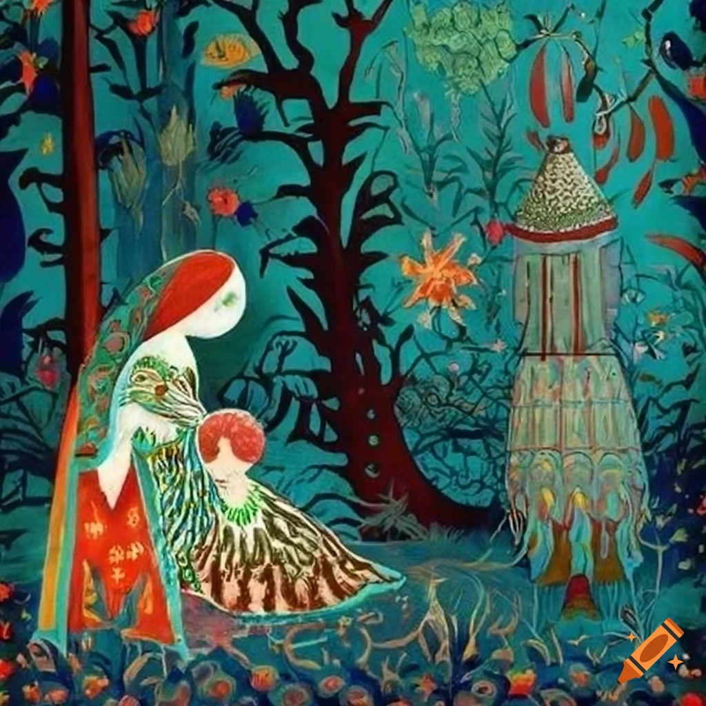 Illustration Of A Curandera In A Peacock Cloak From A Russian Folk Tale illustration-of-a-curandera-in-a-peacock-cloak-from-a-russian-folk-tale