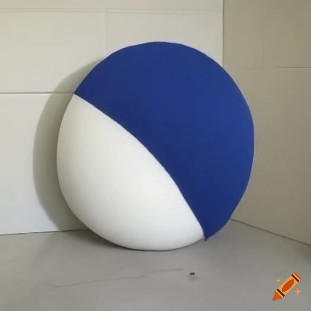 big inflated sock ball in white and navy blue