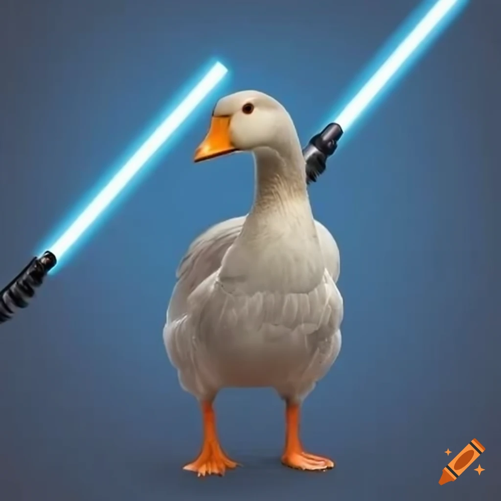 goose with a blue lightsaber