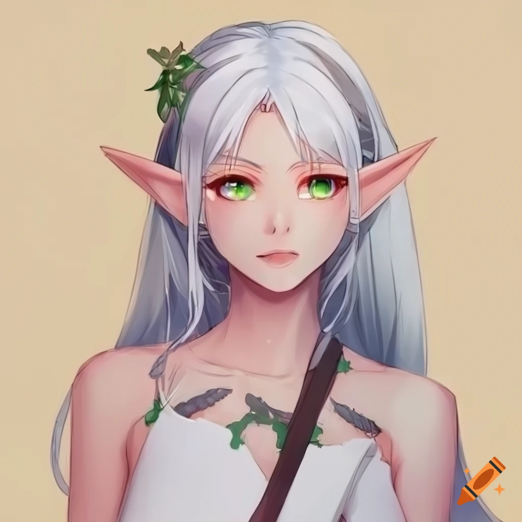 Smug Anime Girl With White Hair And Elf Ears On Craiyon 