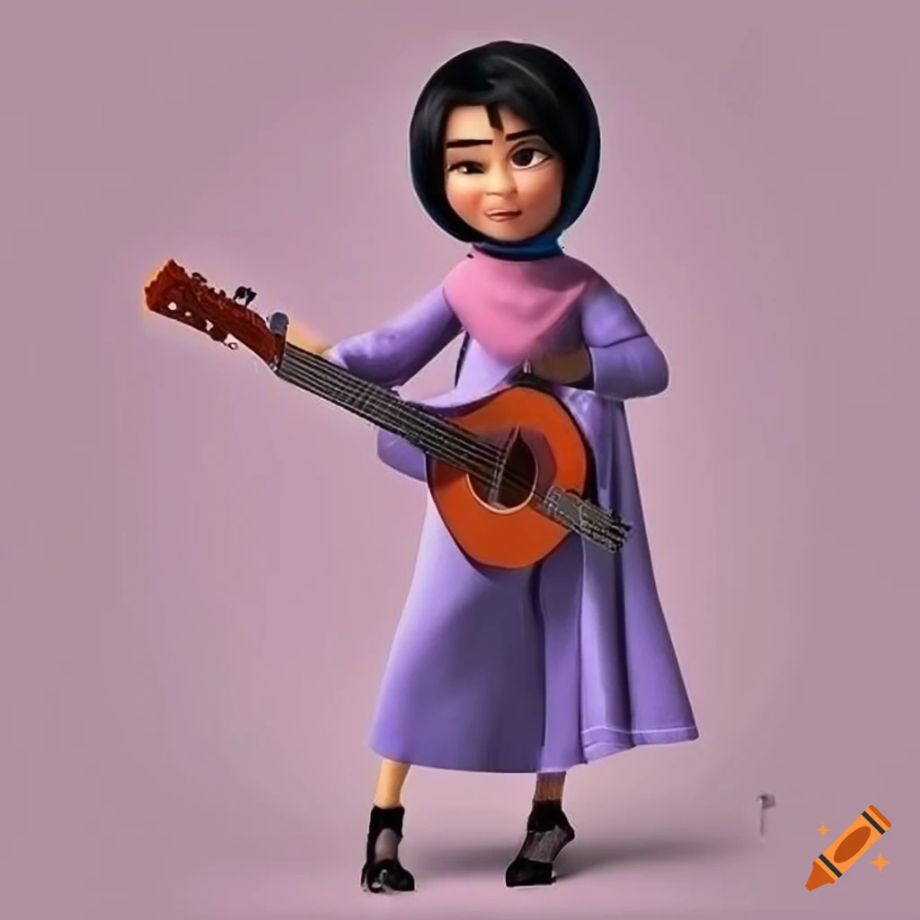 poster of a hijabi girl playing guitar