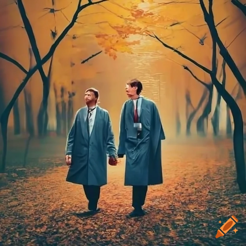 group of doctors in autumn setting