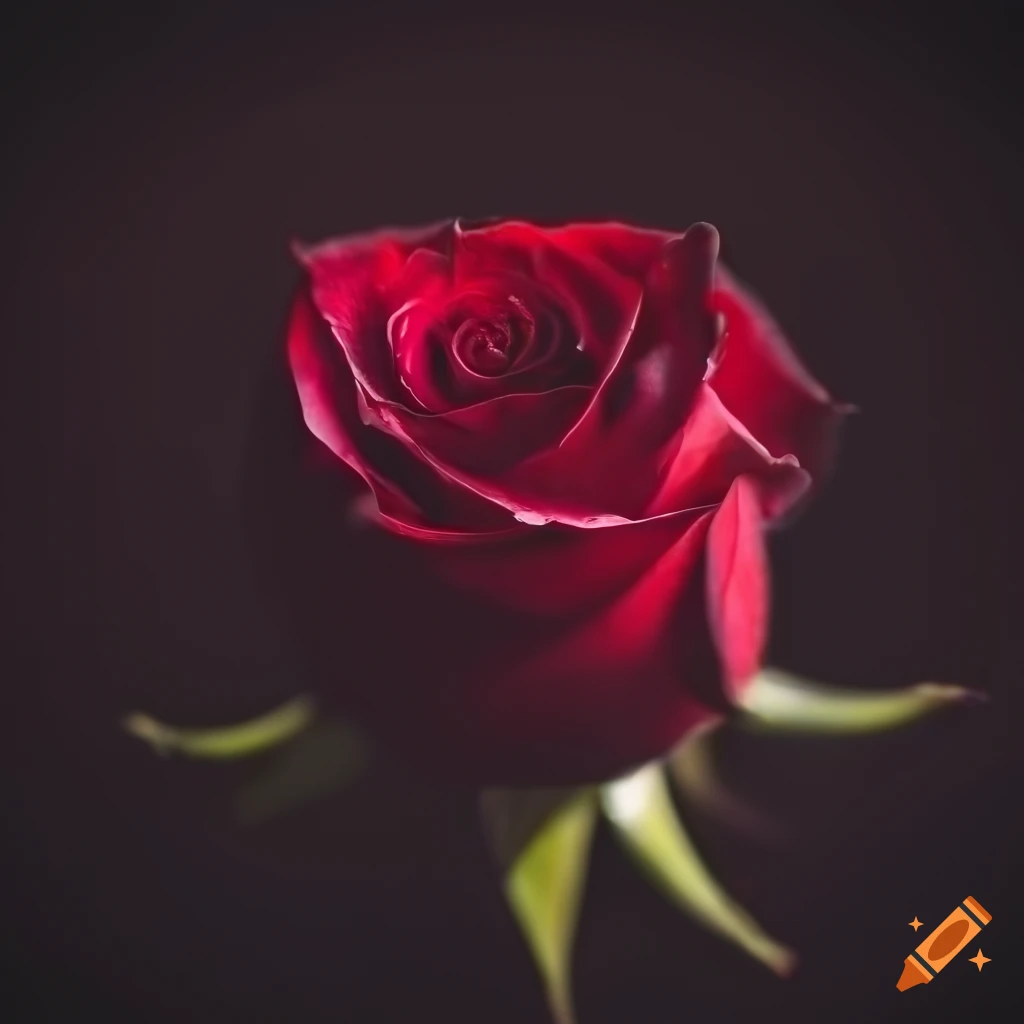 close-up of a red rose with dark background
