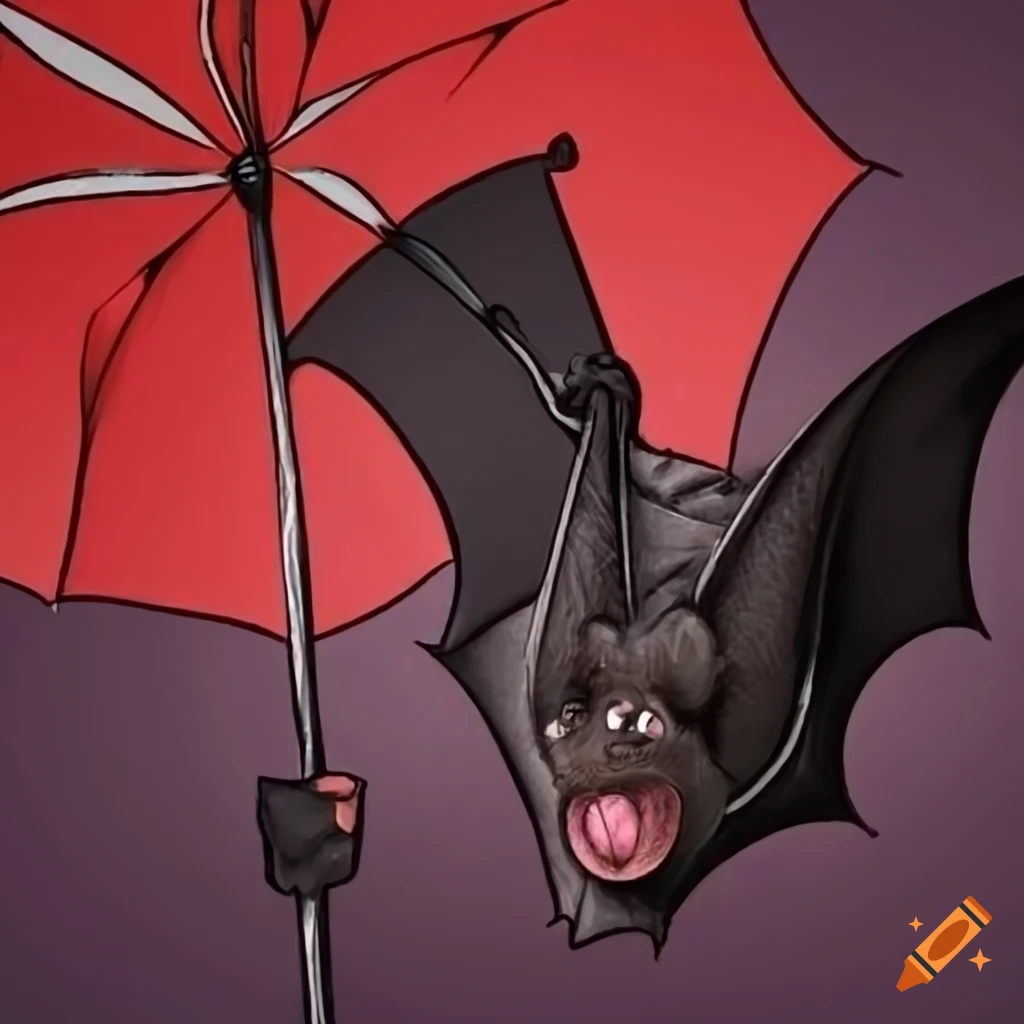a bat holding an umbrella