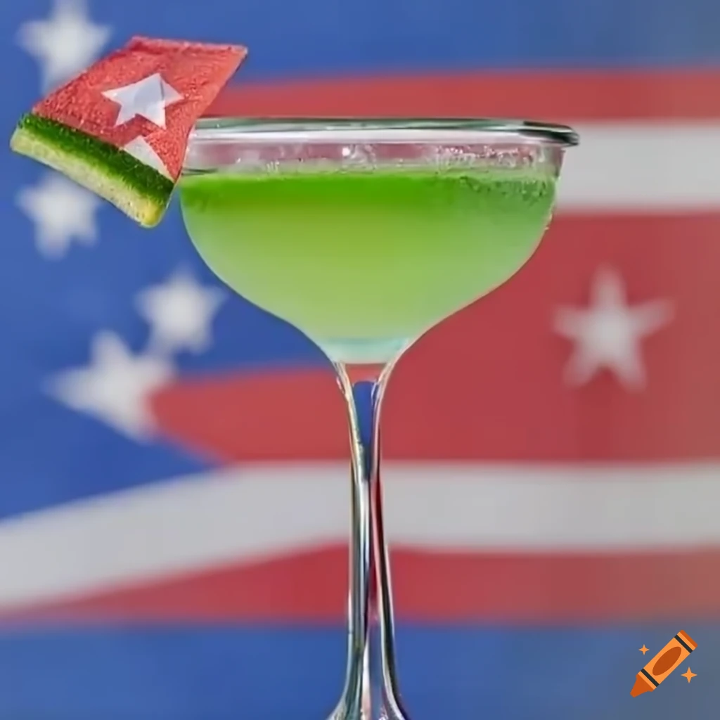 caipirinha cocktail on a Cuban flag