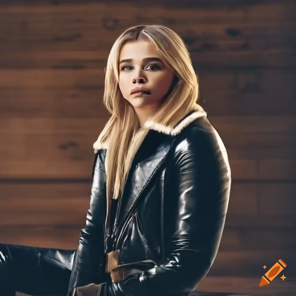 close-up of Chloe Grace Moretz in a stylish black outfit