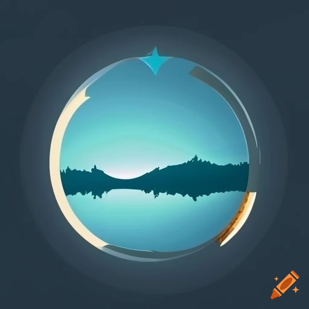 logo design with lake and coin