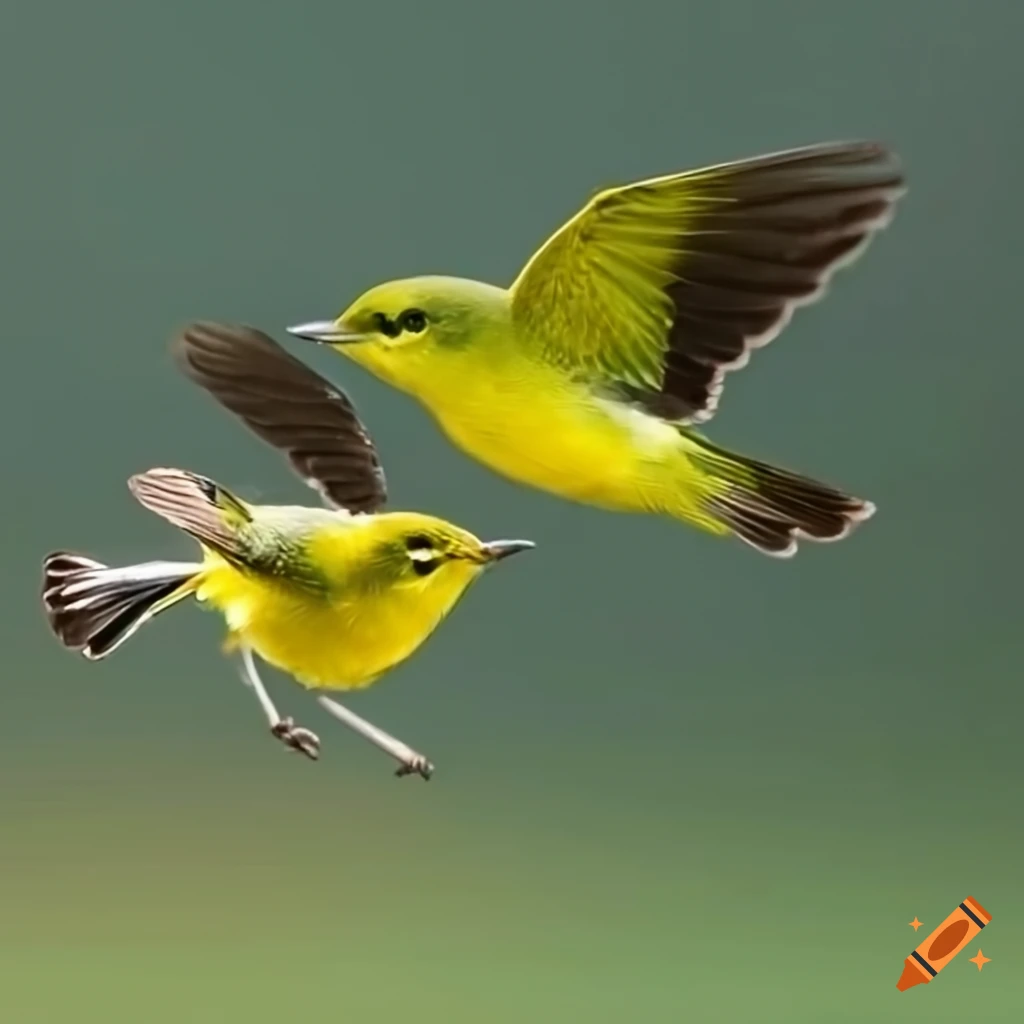 two-green-warblers-in-flight-on-craiyon