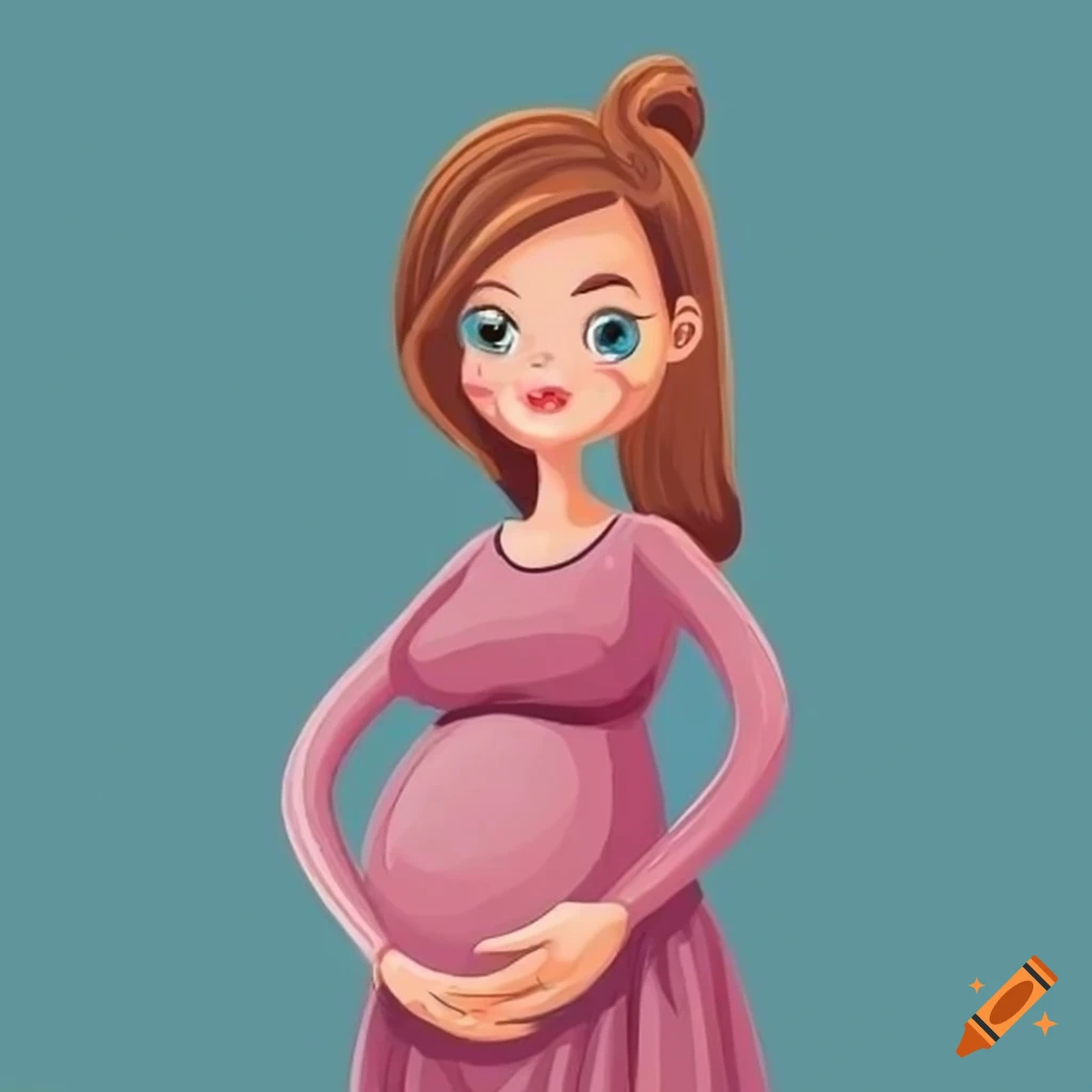 cartoon illustration of a pregnant girl