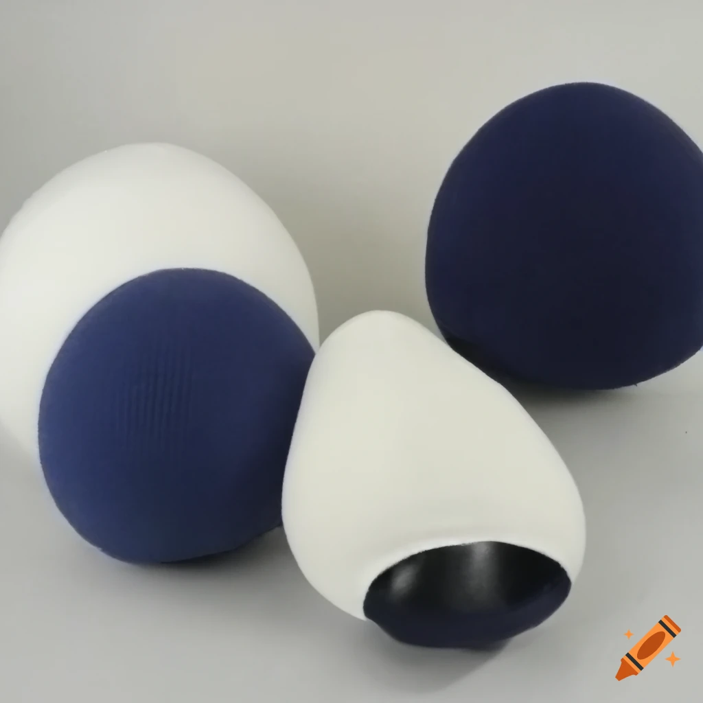 image of a spherical sock ball in white and navy-blue colors