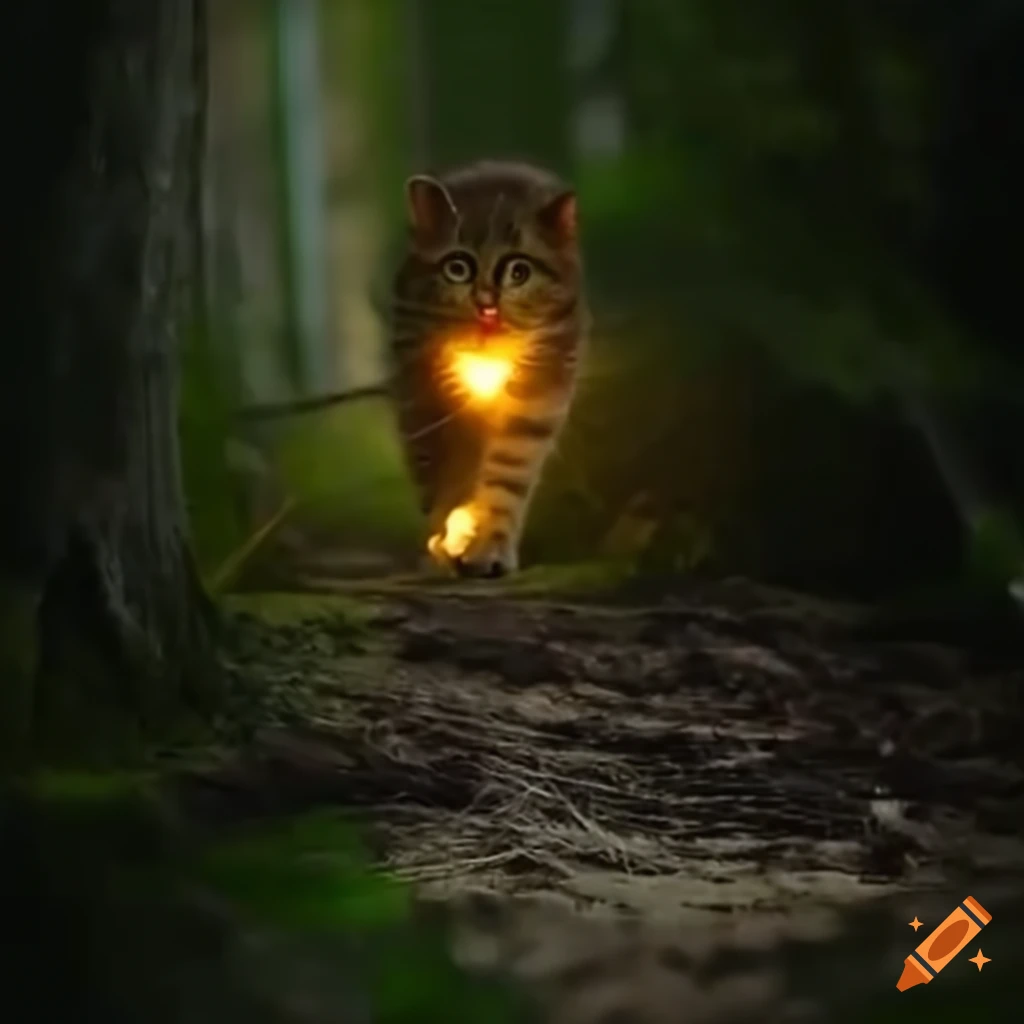 Night vision photo of cats in the woods on Craiyon