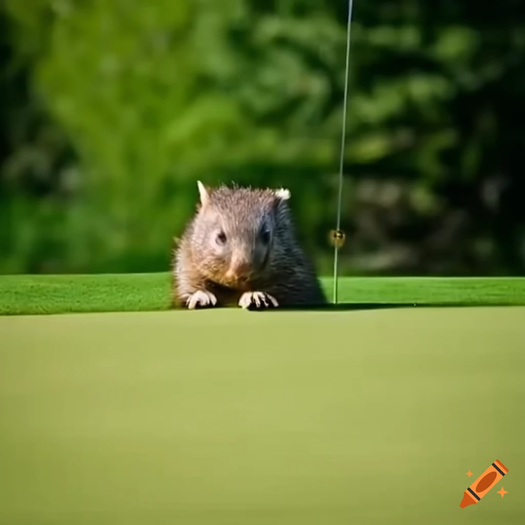 adorable wombat playing golf