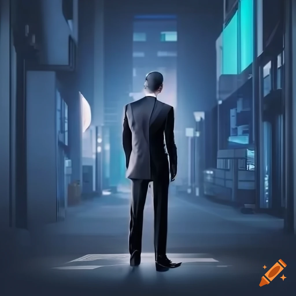 person in suit standing in front of Samsung screen with charts
