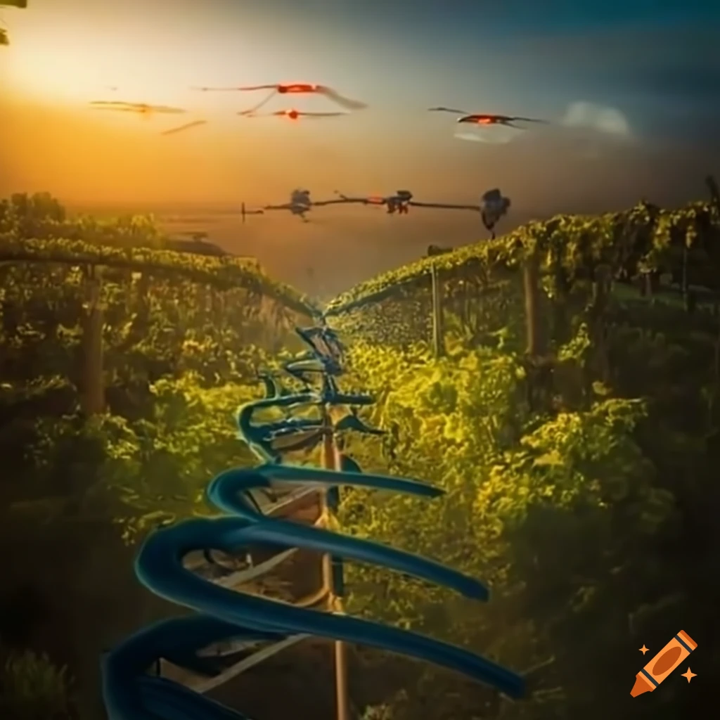 drone helping with DNA analysis in a vineyard