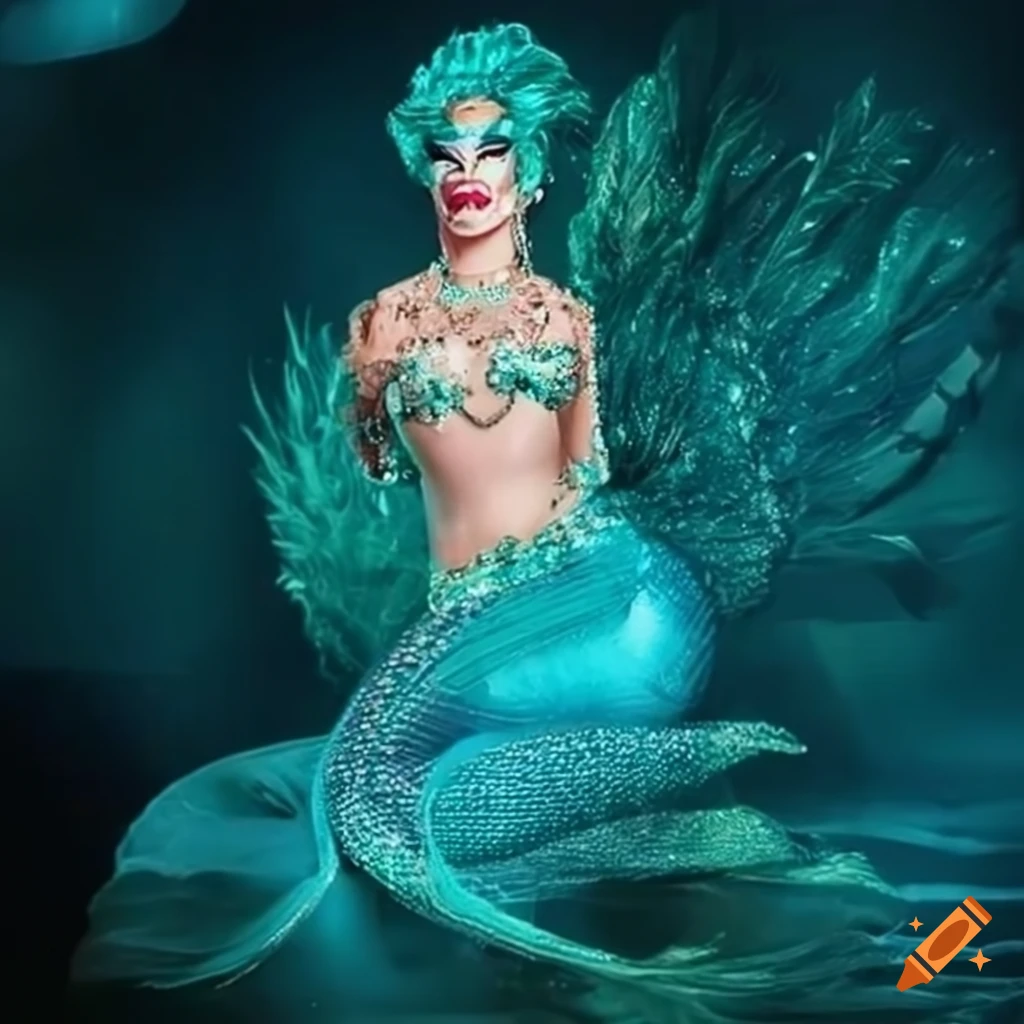 fantasy illustration of a mermaid drag queen
