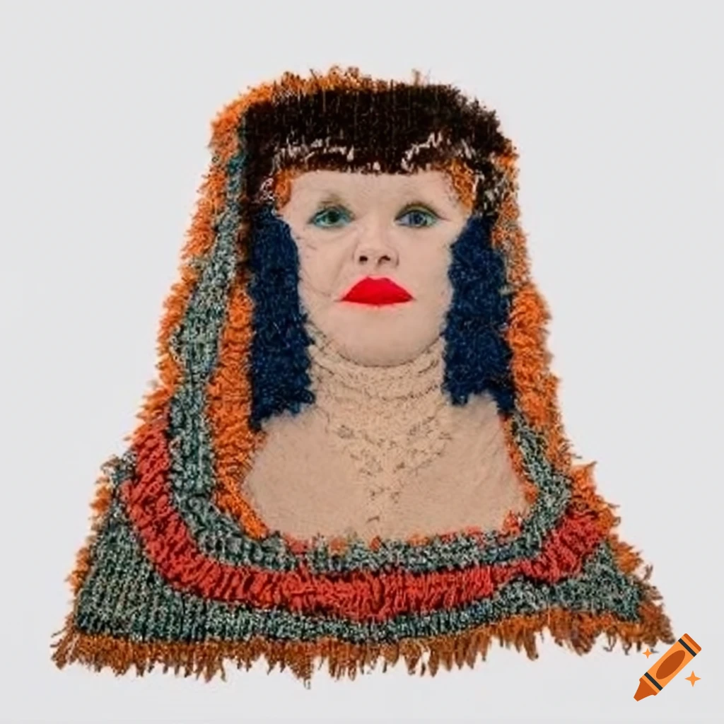 creative fashion portrait of a woman with carpet balaclava