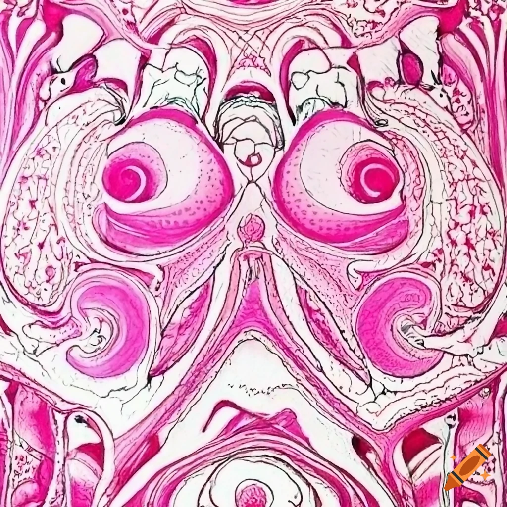classic drawing with pink and white symbolism