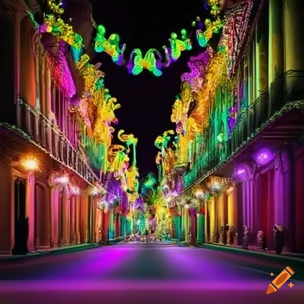 vibrant 3D representation of Mardi Gras celebration