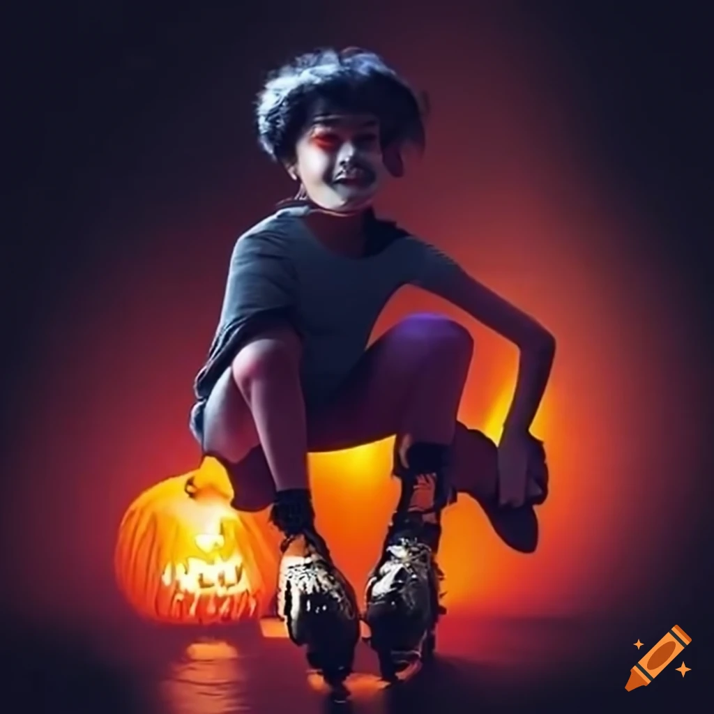 roller skaters in Halloween costumes