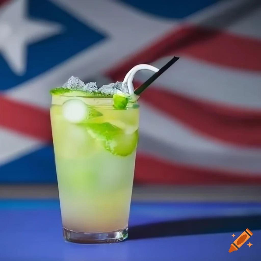 caipirinha cocktail on a Cuban flag