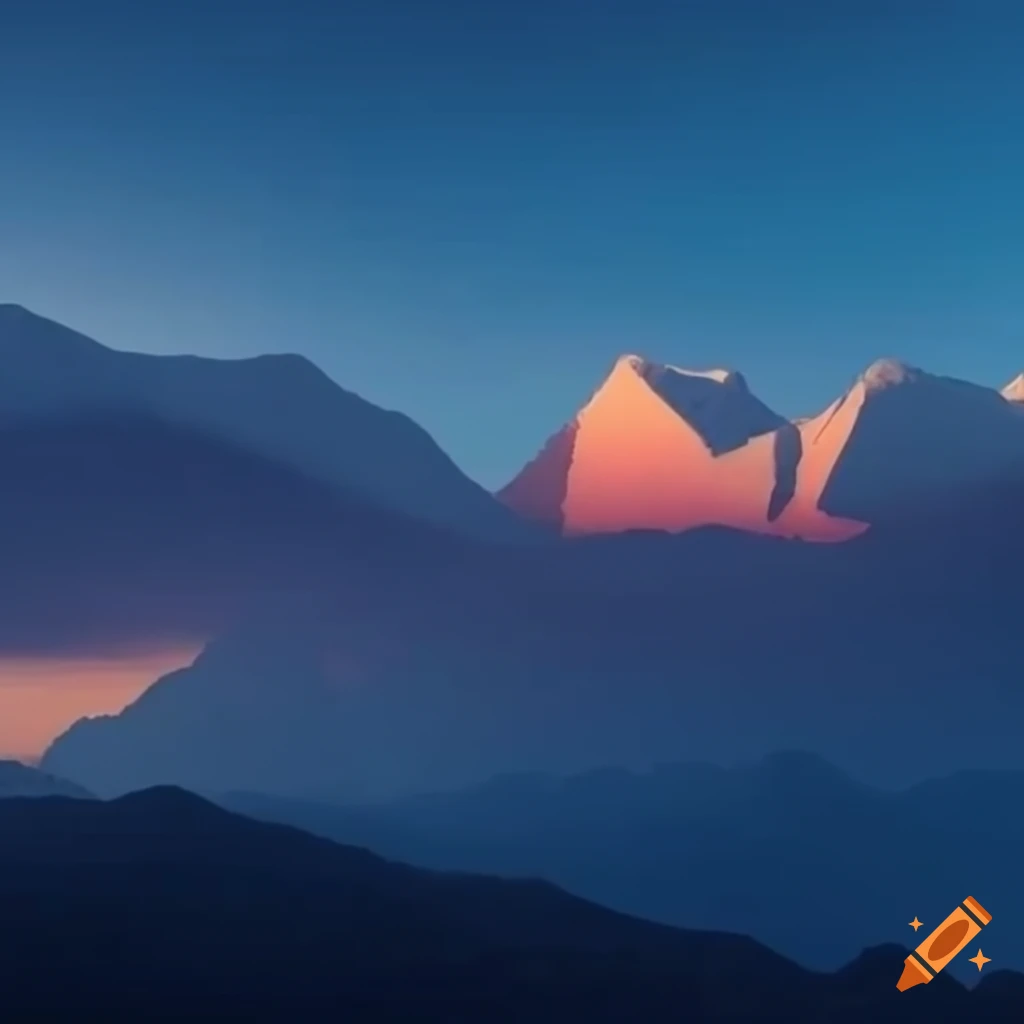 realistic sunset sky over mountains