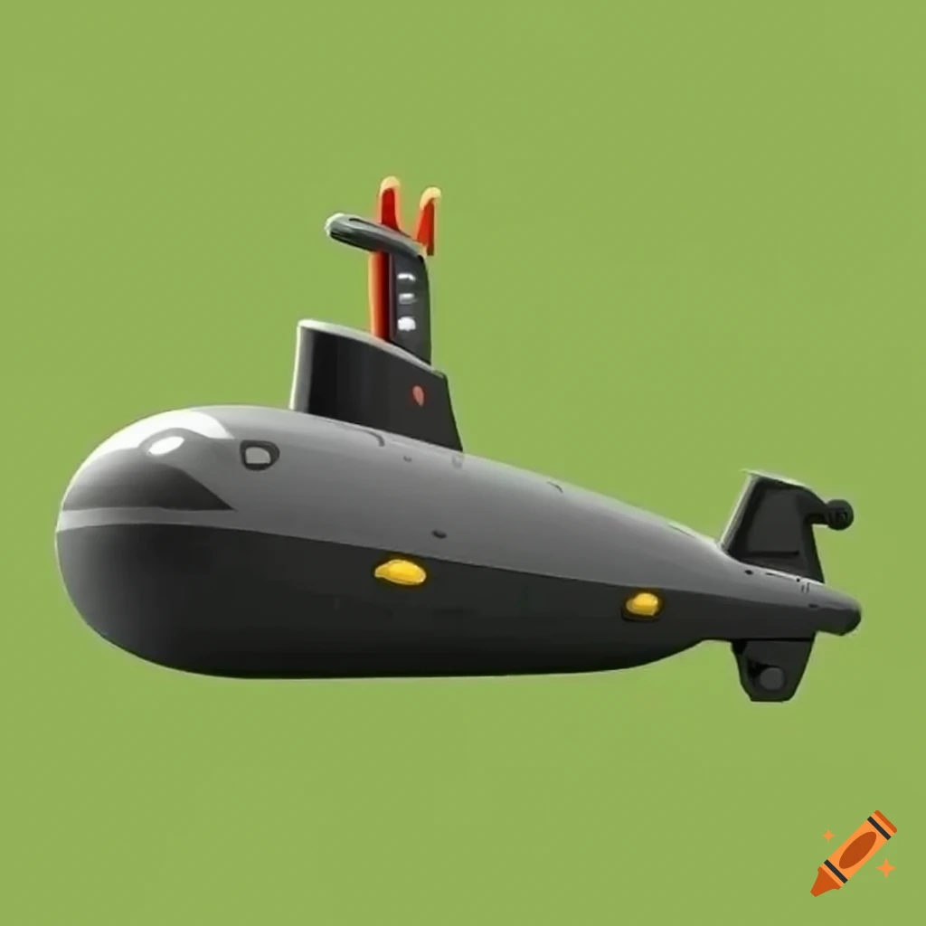 cartoon submarine on plain background
