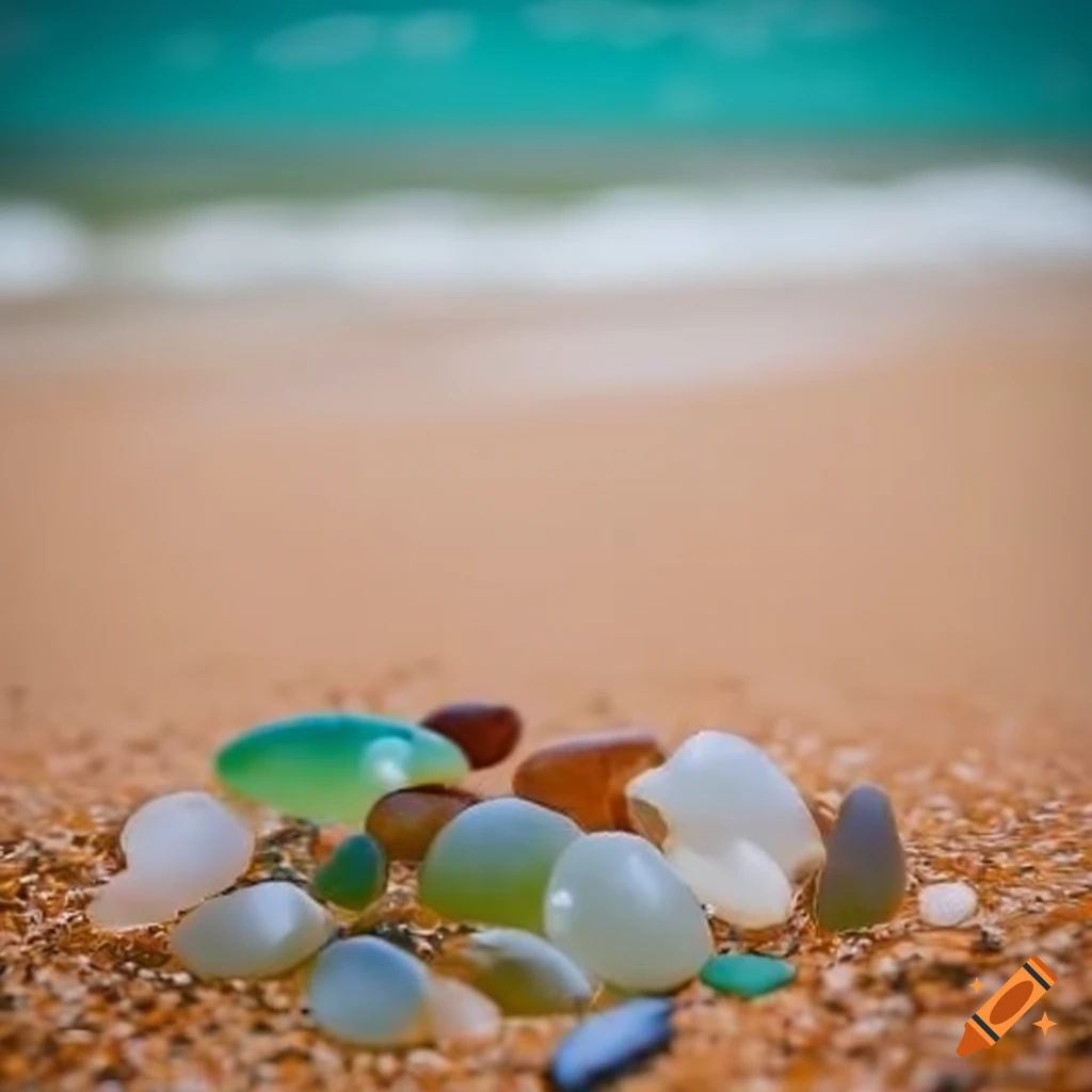 Beach covered in colorful sea glass pieces on Craiyon