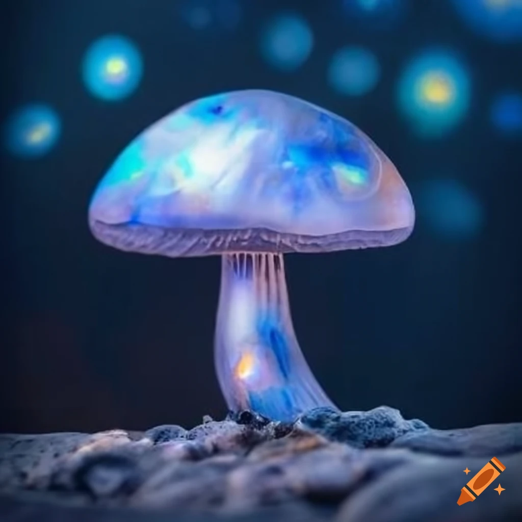 Moonstone mushroom in a starry night